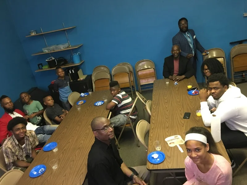 Doughnuts & Dads eating...