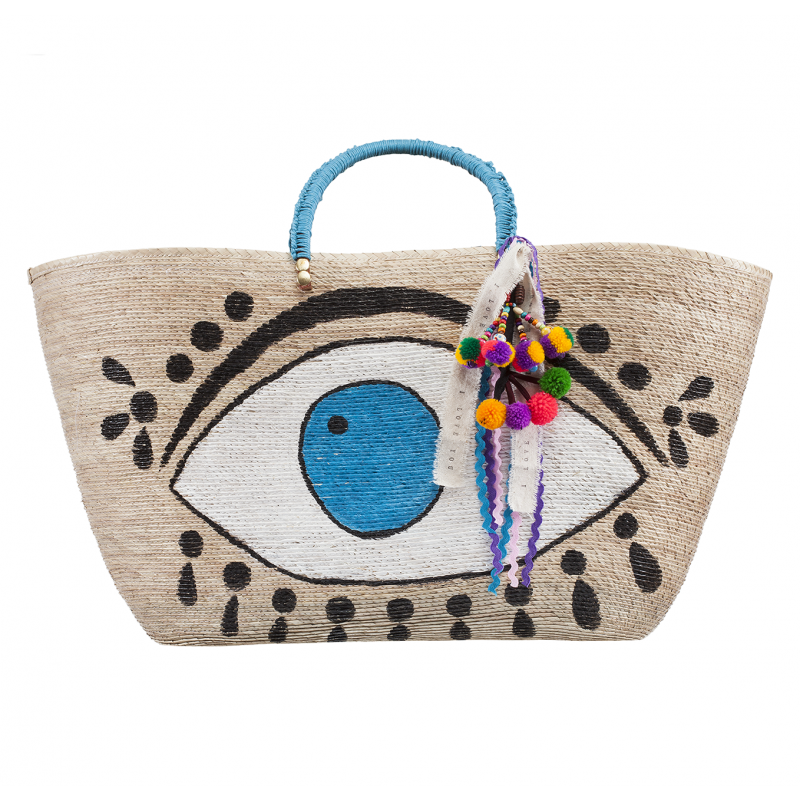 AGUA D' MAR GREEN EVIL EYE TOTE