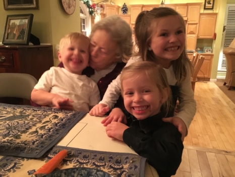 Nanny, with Henrik, Ella, and Anna at a Sunday dinner.