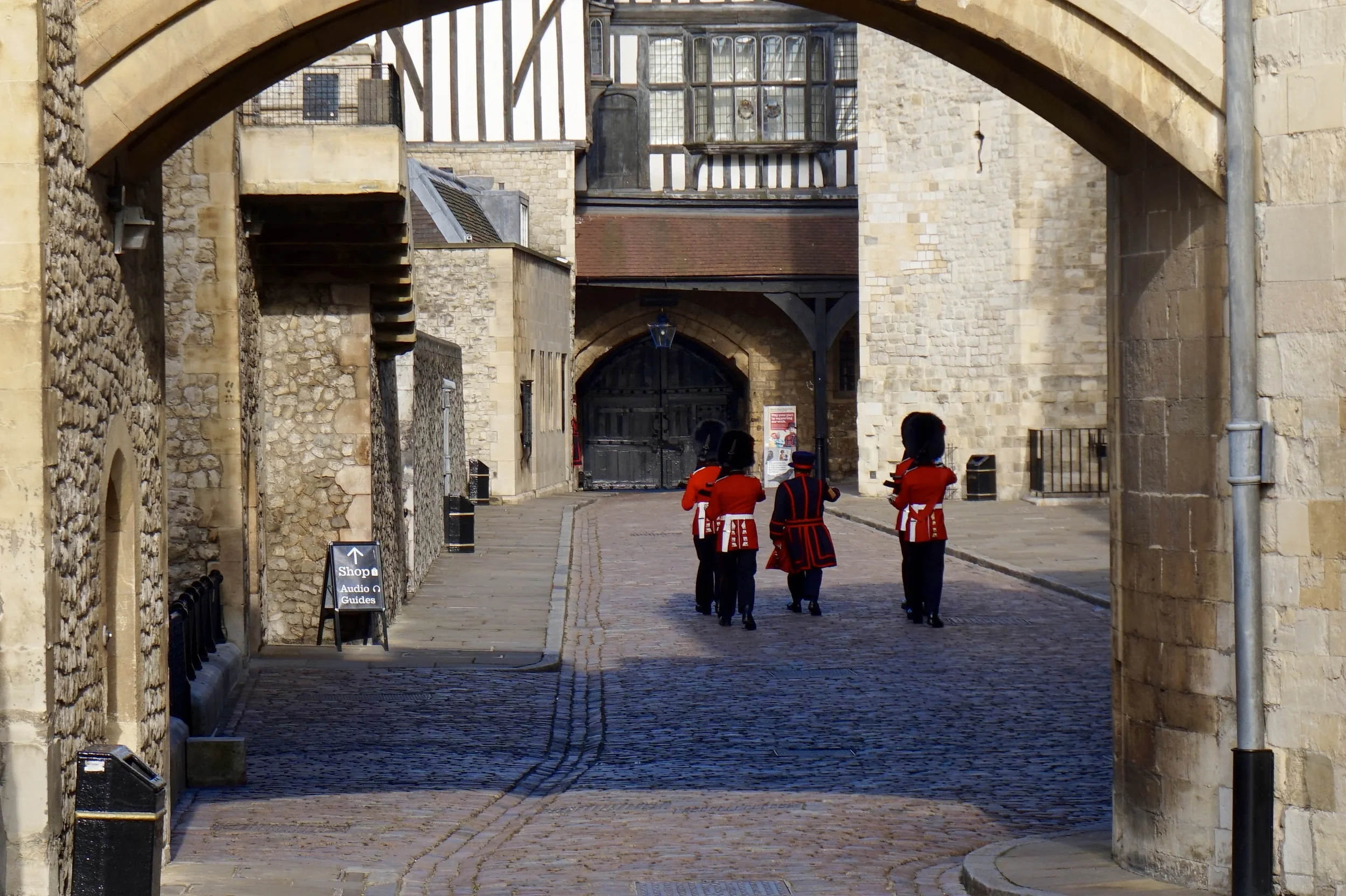 The unlocking of the gate.