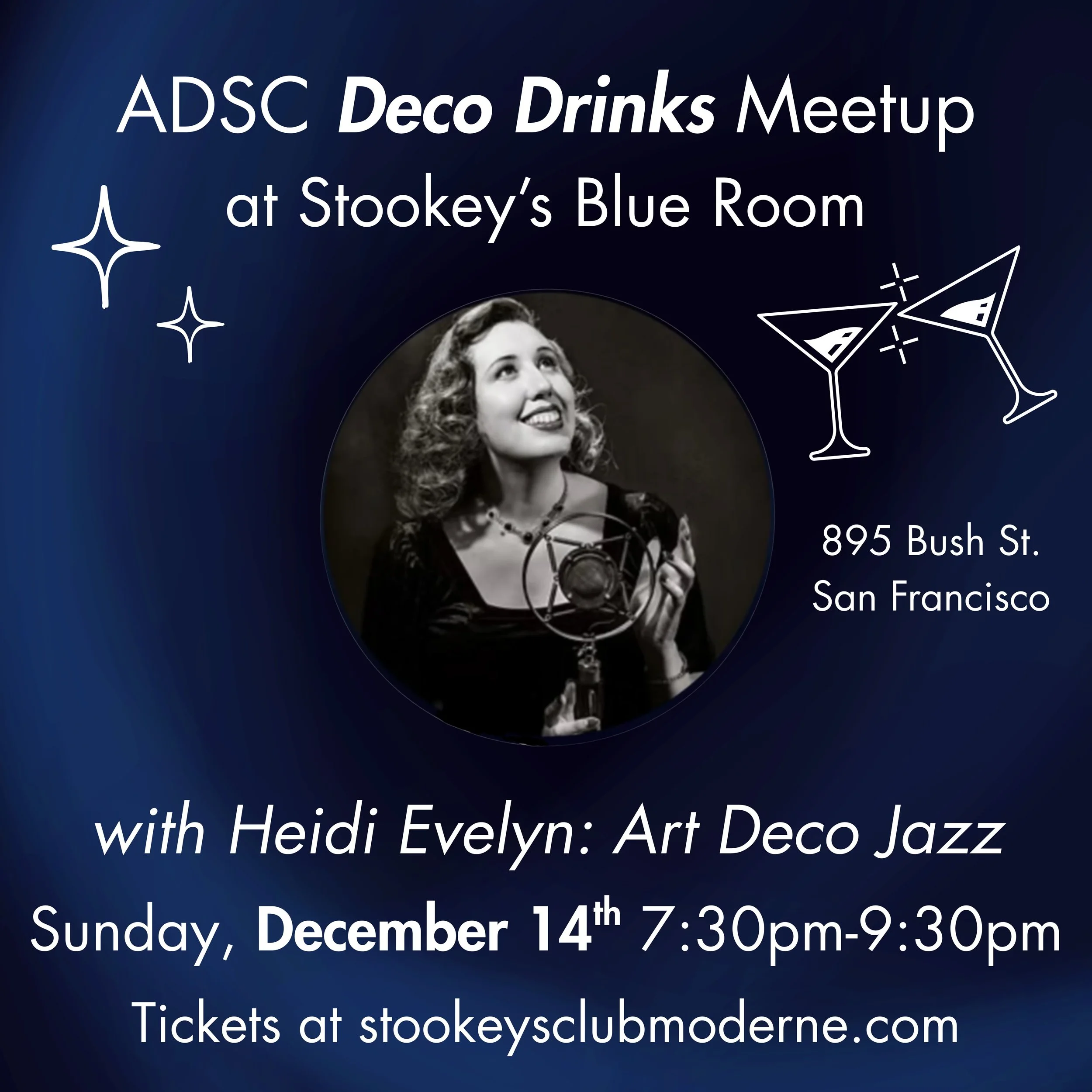 Deco Drinks at Stookey's Blue Room with Heidi Evelyn