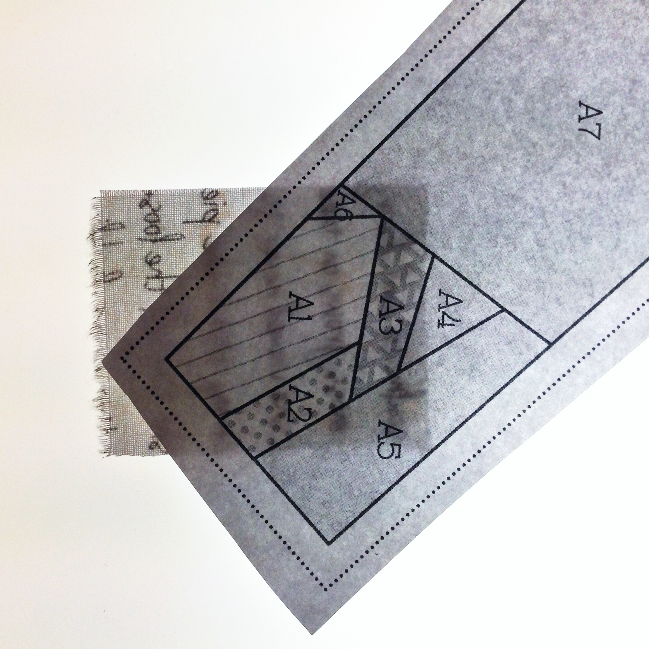 First piece is always right side down, away from the template. 