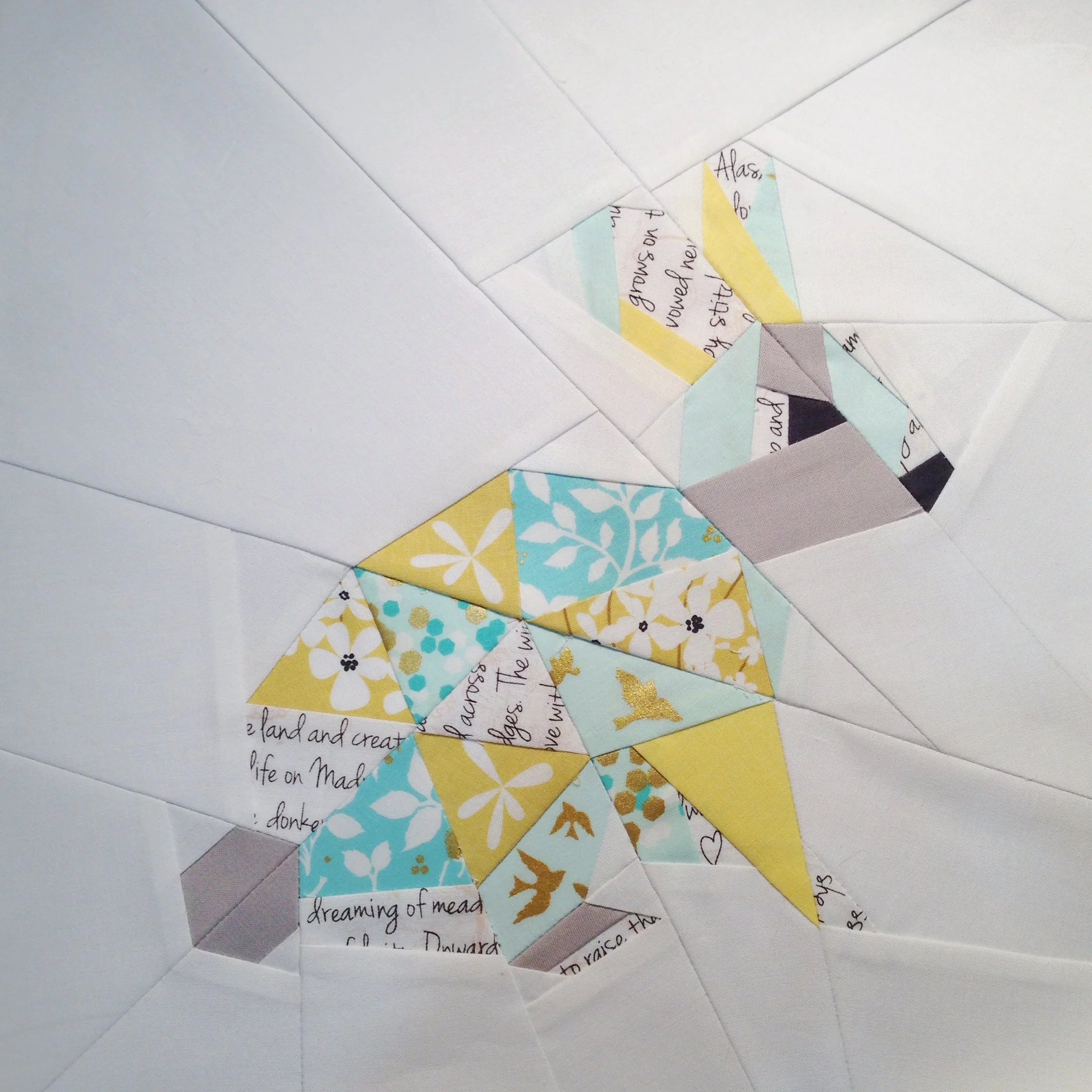 The Forest Abstractions Quilt Along - The Bunny - Mint & Yellow