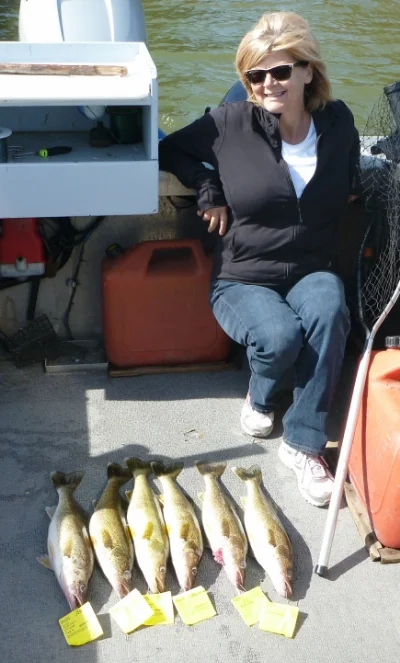 Janice Covin with a few Walleye for dinner