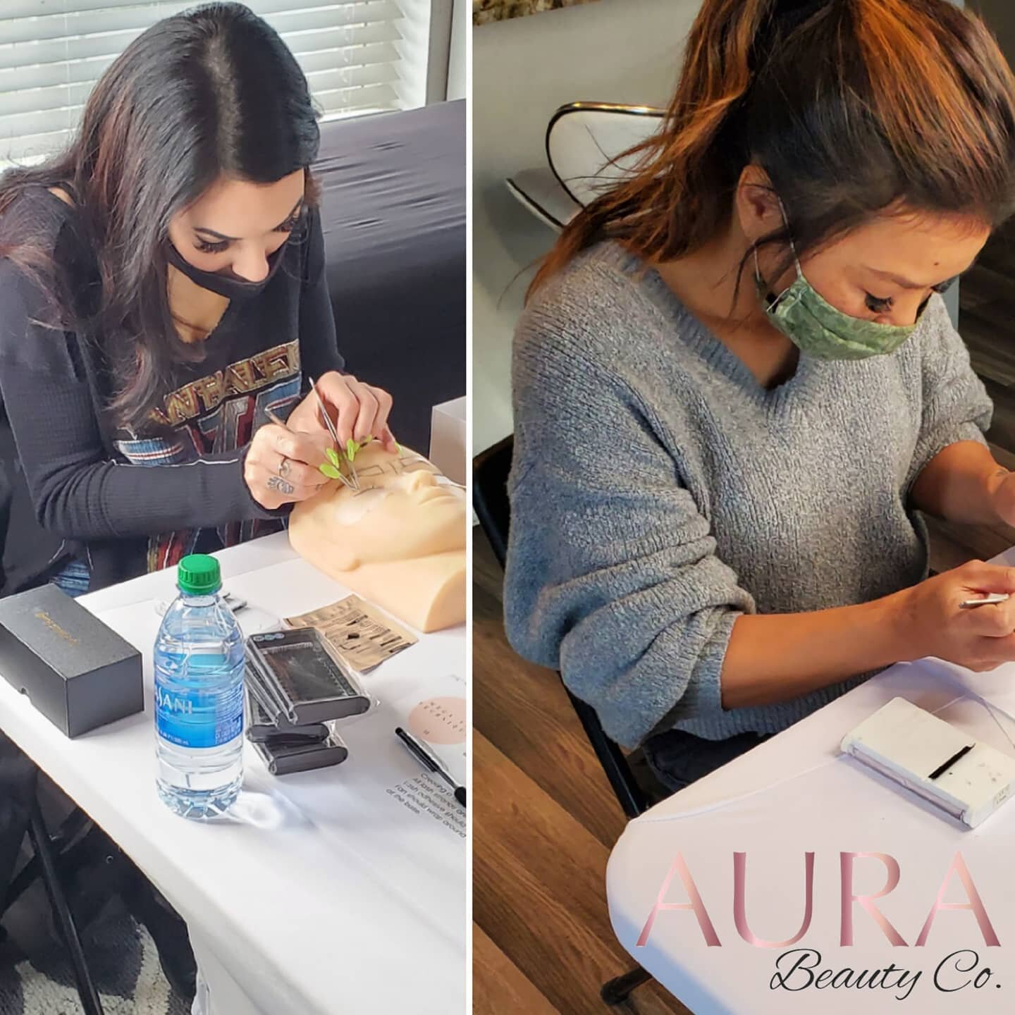 Training day! These beauty babes learning allll the lash knowledge in our combined fundamentals + mega volume lash course! This could be you! This course is for those wanting to learn as much as possible very quickly! 
.
Aura-beautyco.com for upcomin