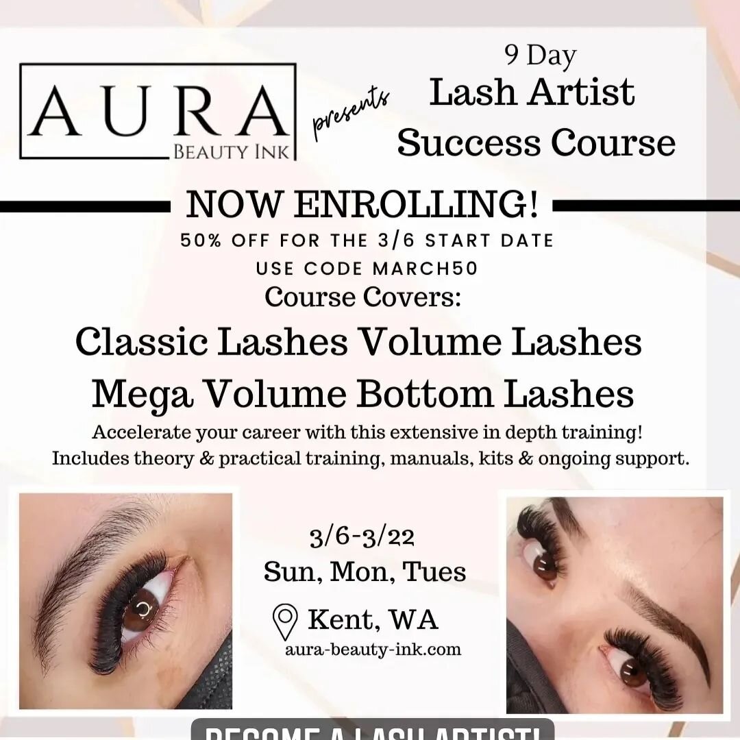Happy 2/2/2222! Excited to announce our new program launch!
Our 9 Day Accelerated Lash Artist Success Program starts 3/6! Use code MARCH50 for 50% off! 

⭐ Start your lash career off right! This program was designed to help aspiring lash artists acce