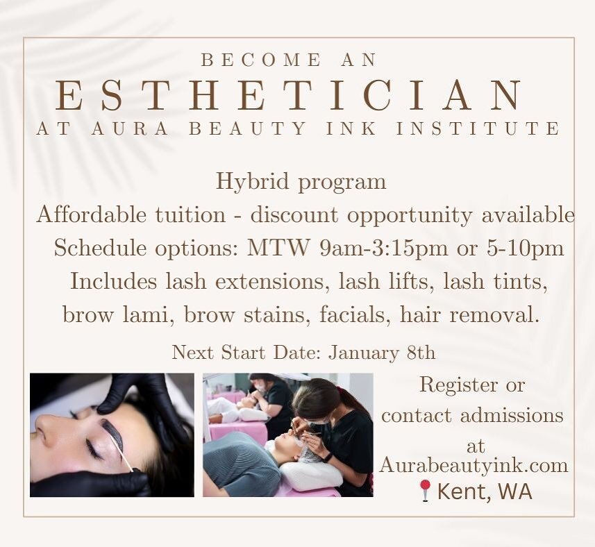 Who&rsquo;s wanting to become a licensed esthetician in 2024? 🤩We are now enrolling for our January 8 esthetics programs! $150 registration saves your spot!
✨ 3 day a week schedule options
✨ finish the program in 4-5 months
✨ covers classic + volume