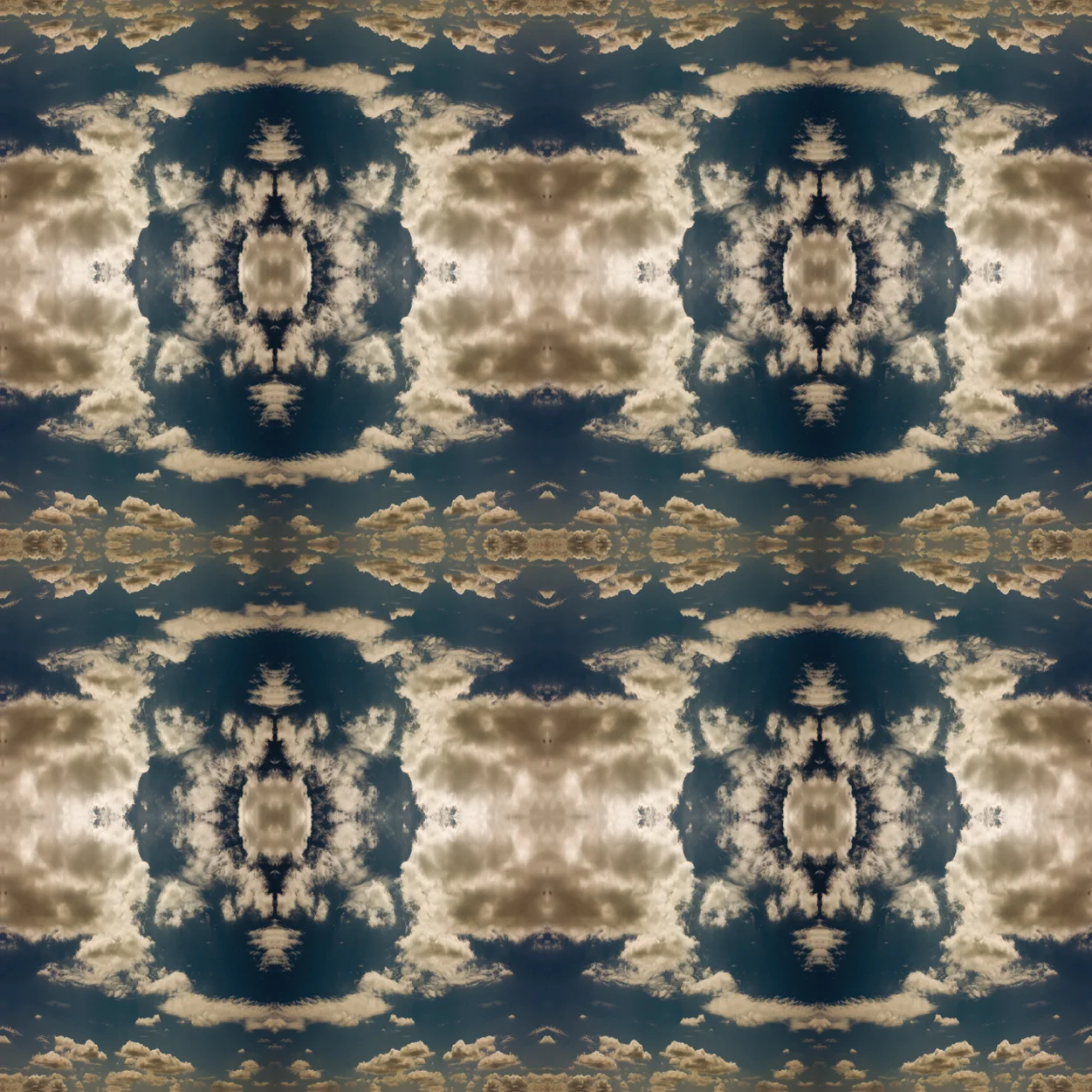 Cloud Rococo Wallpaper - moody blue, pattern