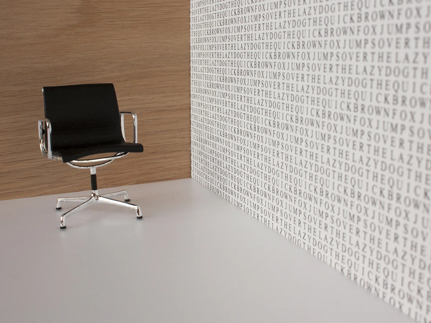 Quick Brown Fox Wallpaper - black & white, shown in a room setting