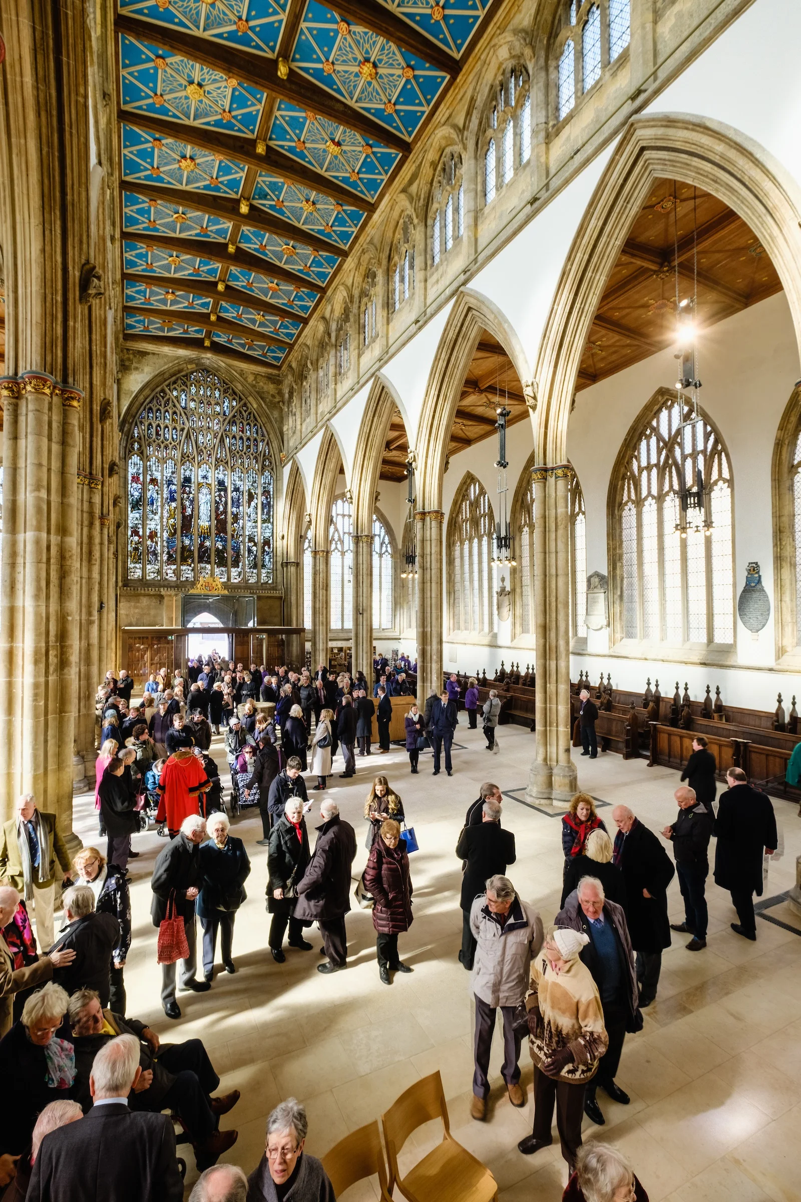 Guests enjoy the space and light within Hull Minster’s Nave, now cleared of the crowded pews introduced by the Victorians.