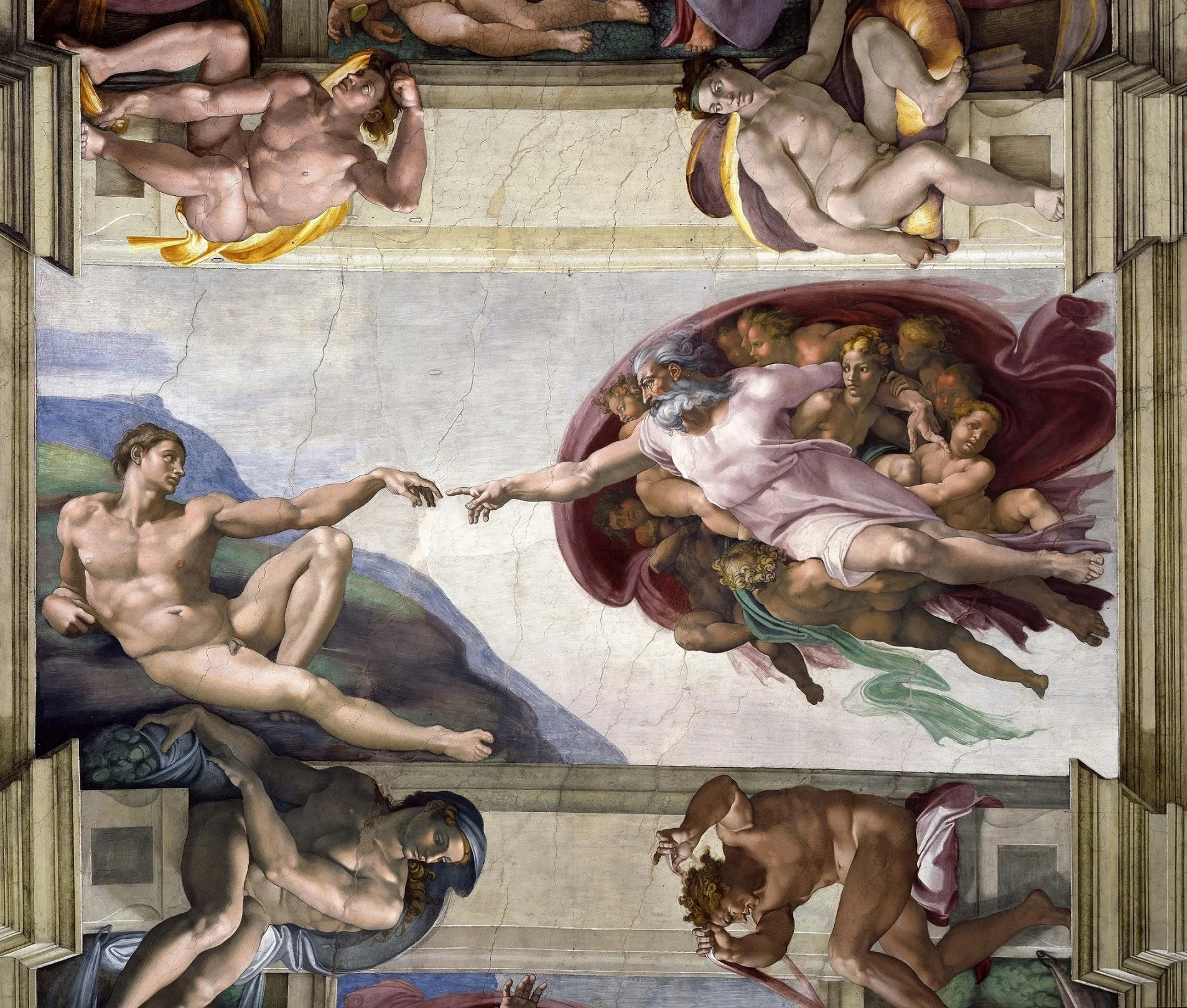 The exhibition of the Sistine Chapel artwork includes the most famous painting of them all, “Creation of Adam”, a depiction of God giving life to the first man. Image: E4Y.