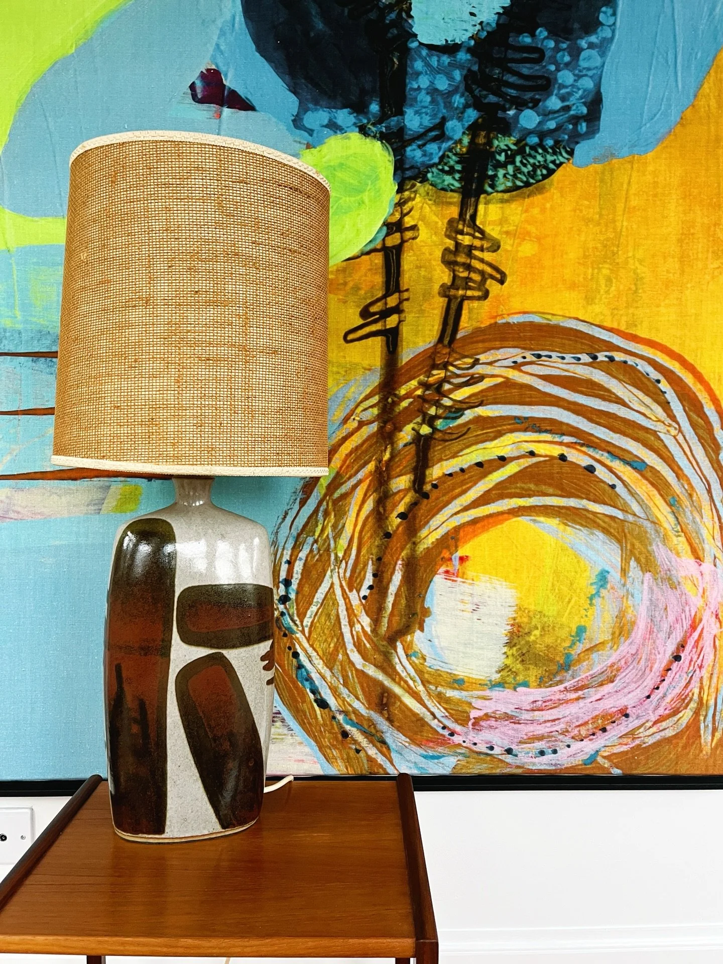 My first post in 2026. 
I wondered what the first one would be about. My prints? My abstract paintings? Something visually pleasing, for sure.
And so here it is: A couple of months ago I found this beautiful mid-century pottery standing lamp while br