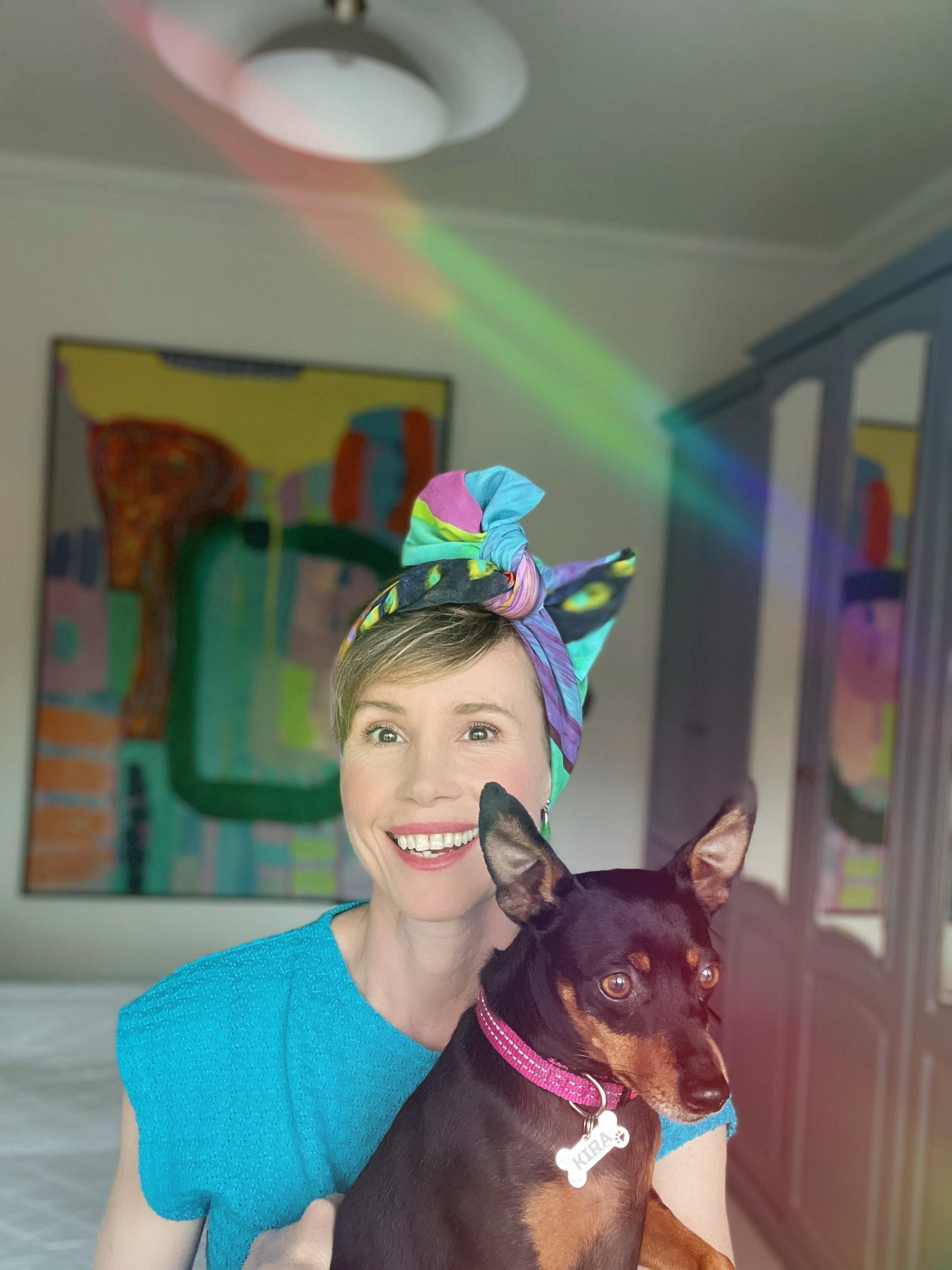 Here I am, posing with my sweet, furry girl, who looks like the world is coming to an end.
She&rsquo;s right. 🐾
The old one is while the new one is emerging and what an intense energy this &lsquo;death and birth&rsquo; dance is stirring. 🌋