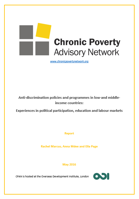 Anti-discrimination policies and programmes in low-and middle-income countries:  Experiences in political participation, education and labour markets