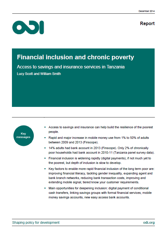 Financial inclusion and chronic poverty: access to savings and insurance services in Tanzania