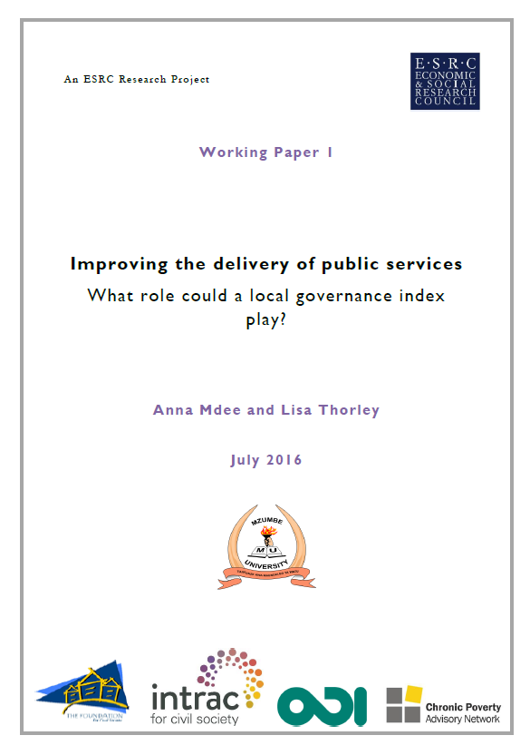 Improving the delivery of public services What role could a local governance index play?