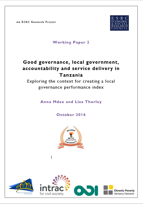 Good governance, local government, accountability and service delivery in Tanzania