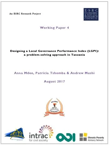 Designing a Local Governance Performance Index (LGPI): a problem-solving approach in Tanzania