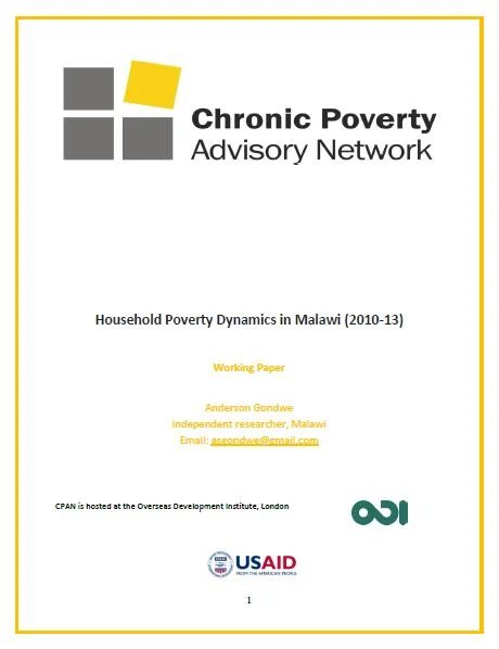 Pro-poorest growth and poverty dynamics: Household Poverty Dynamics in Malawi (2010-13)