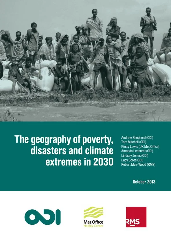 The geography of poverty, disasters and climate extremes in 2030