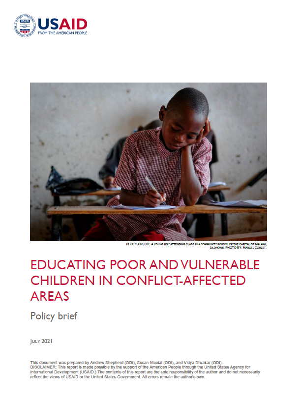 Educating poor and vulnerable children in conflict-affected areas: Policy Brief
