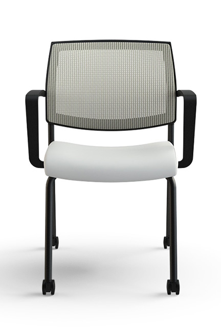 The Focus Side features a mesh back, the collection’s signature integrated lumbar support, a waterfall seat and a molded foam cushion for maximum comfort.