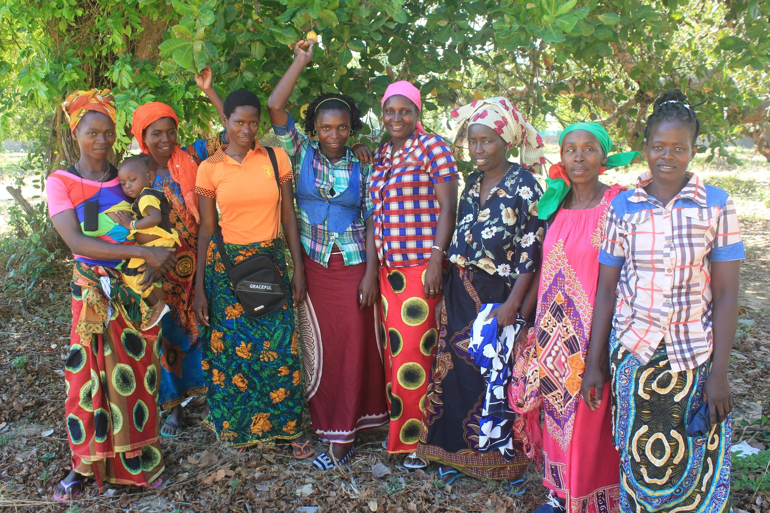 A few of MozaCajú’s female promoters (left to right): Janete Caciano, Fatima Mussa, Zura Issumail, Gilda Jose, Bendita Rafael, Sofia Momade, Salima Amule, and Matilde Pedro