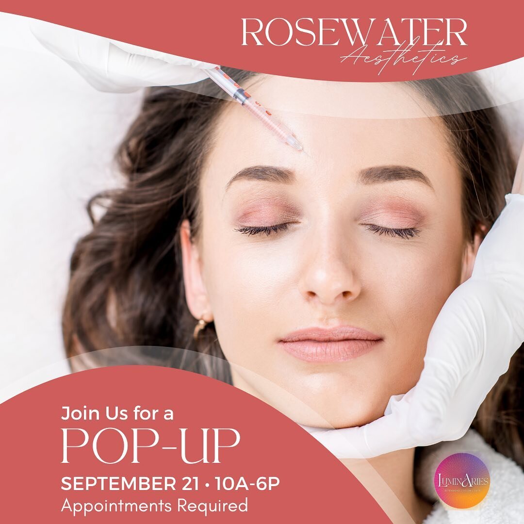 JOIN US! @suesan_aesthetics from @_rosewater_aesthetics_ will be here for a Pop Up! 

Reserve your appointment with SueSan now! 

#luminariessalon #injectables #botoxnearme #rosewateraesthetics #botox #filler #lipinjections #medicalspa #popupevent #m