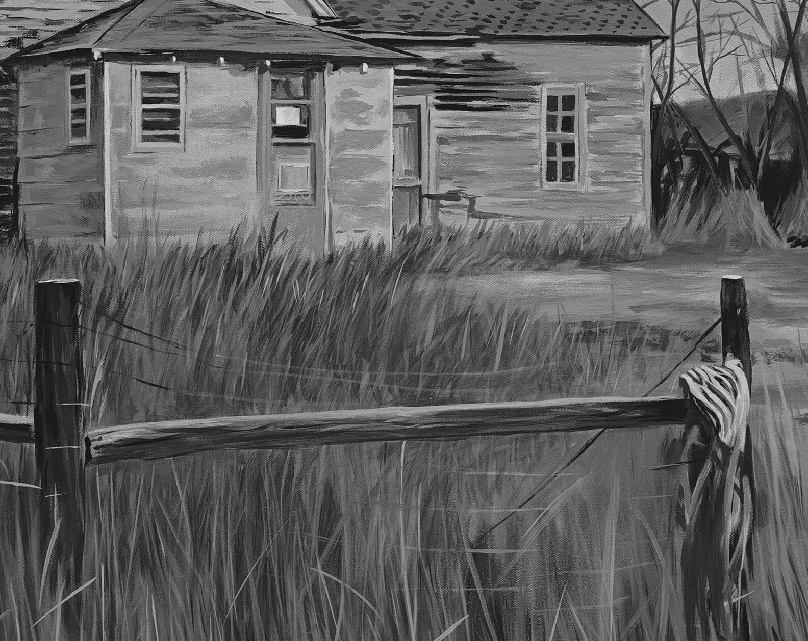 We Have Moved to the House South of Here is the message written on the note taped to the front door of this abandoned farmhouse.