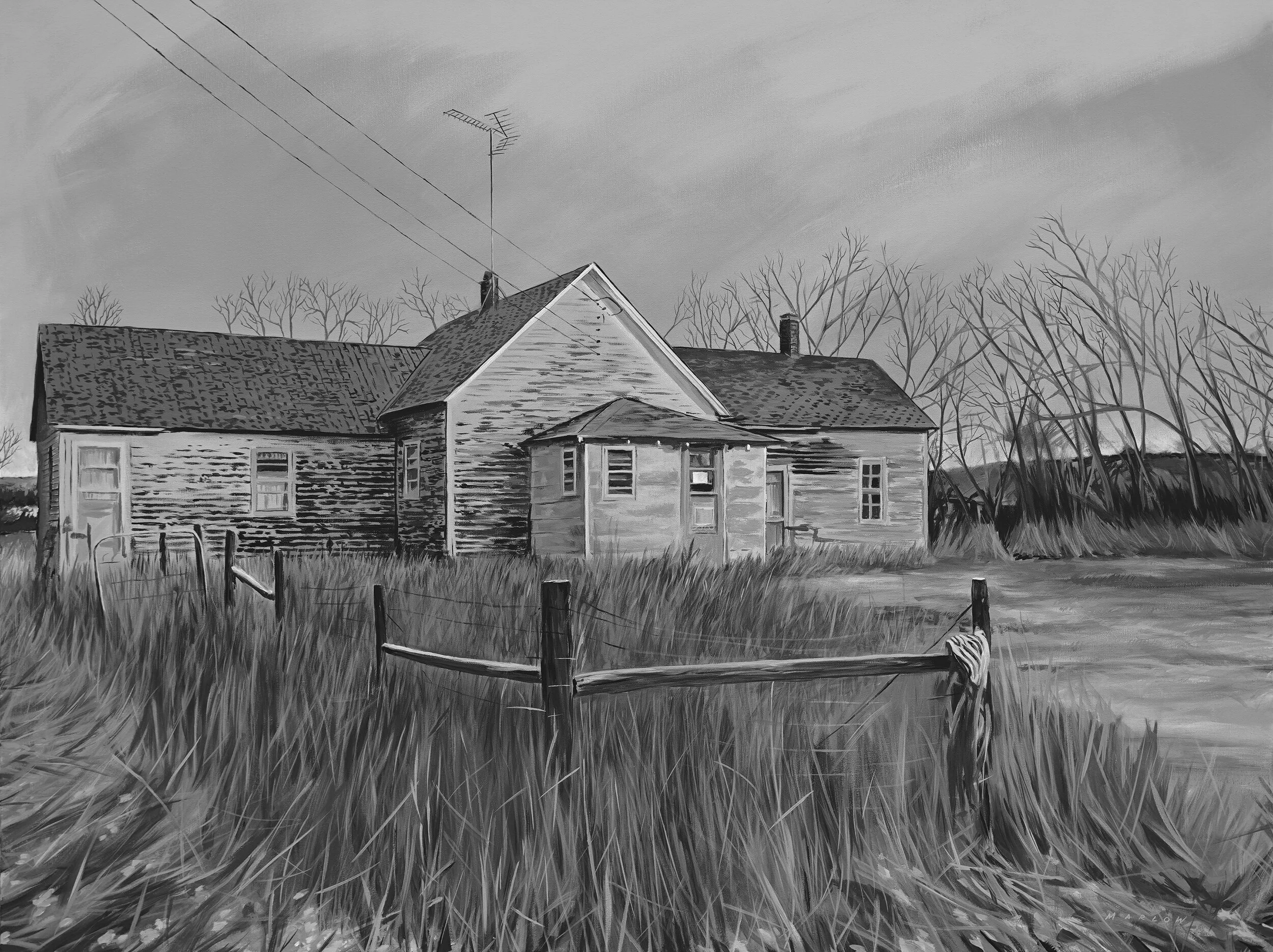 We Have Moved to the House South of Here (The Old Hitchcock Farm)  Acrylic on canvas. 36 in. x 48 in.