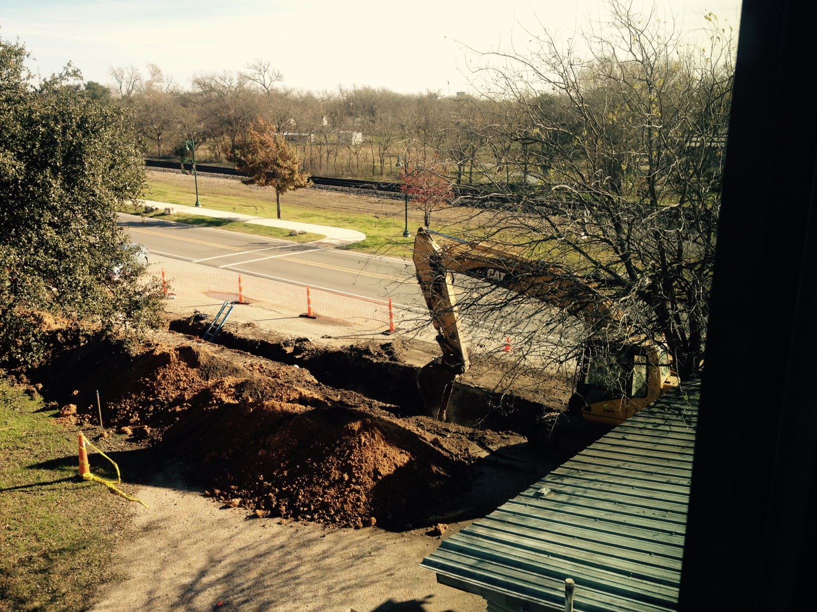 Trenching for the 12" water line that will ultimately connect to the Buda water tower.