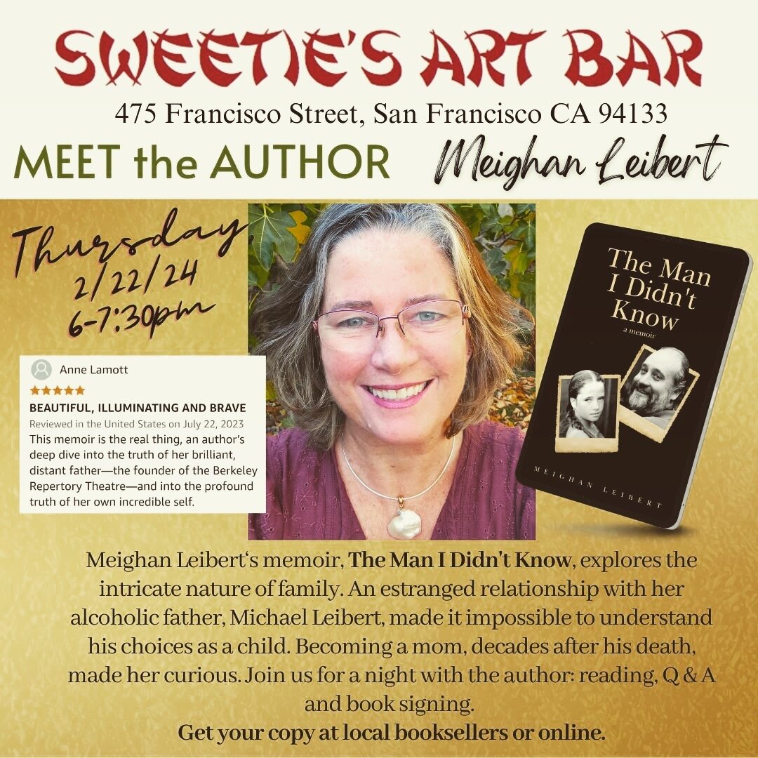 Special Event @ Sweetie's on Thursday night! Meighan Leibert reads from her memoir , The Man I Didn't Know, that explores her relationship with her father and complexities of family. Her reading/Q&amp;A starts at 6pm, February 22. Grab a cocktail fro