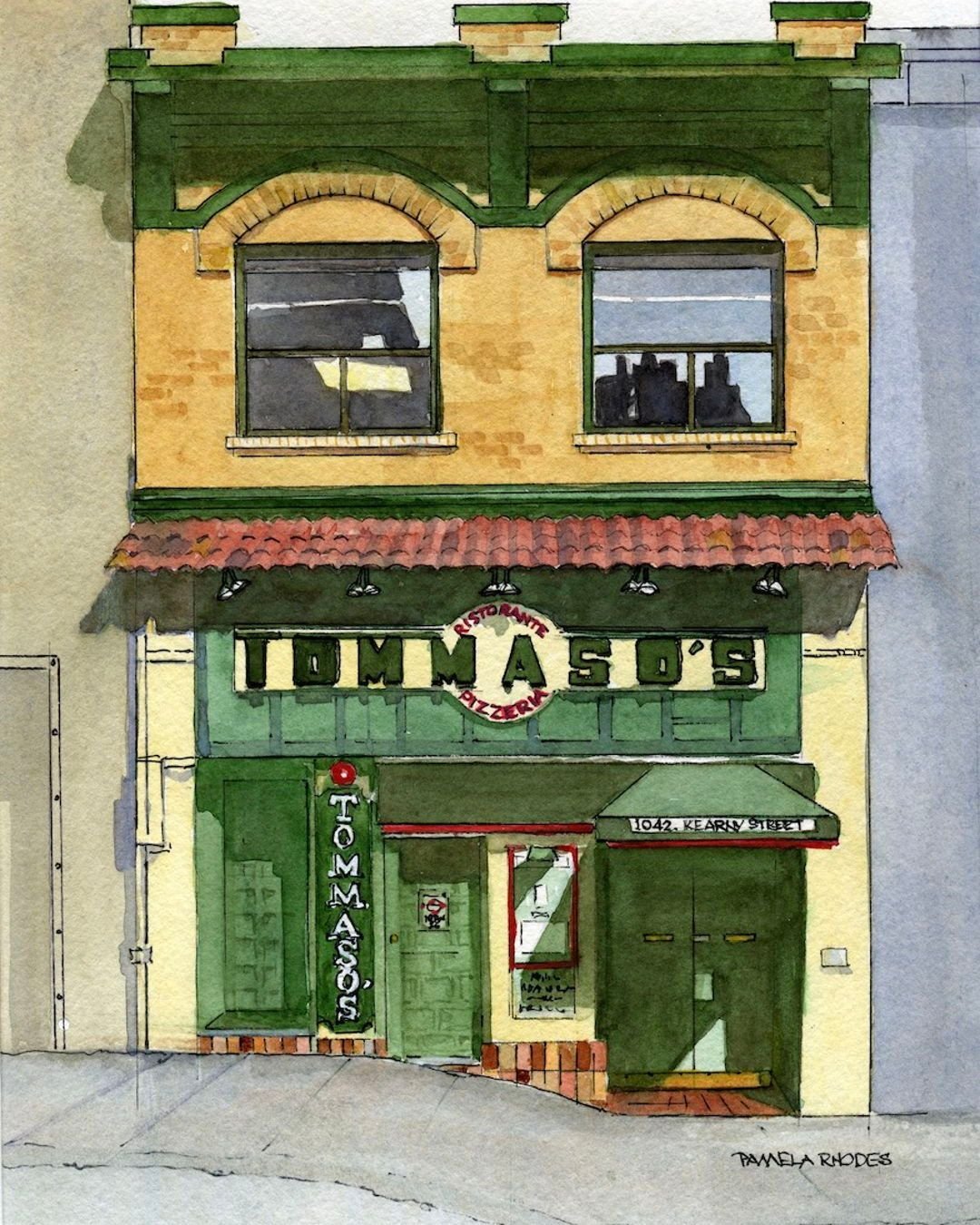Thomaso's...a North Beach classic. Enjoy a meal there soon and while you're here, enjoy this warm and charming artwork by Pamela Rhodes, our April artist. Hurry in to enjoy this art and others of icons and classics in San Francisco. Show closes this 