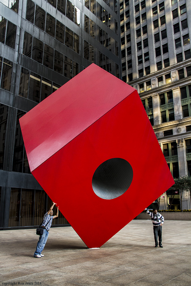The "Red Cube" is located on the plaza at 140 Broadway. ISO 400, 1/60th sec. at f5.6, 20mm lens.