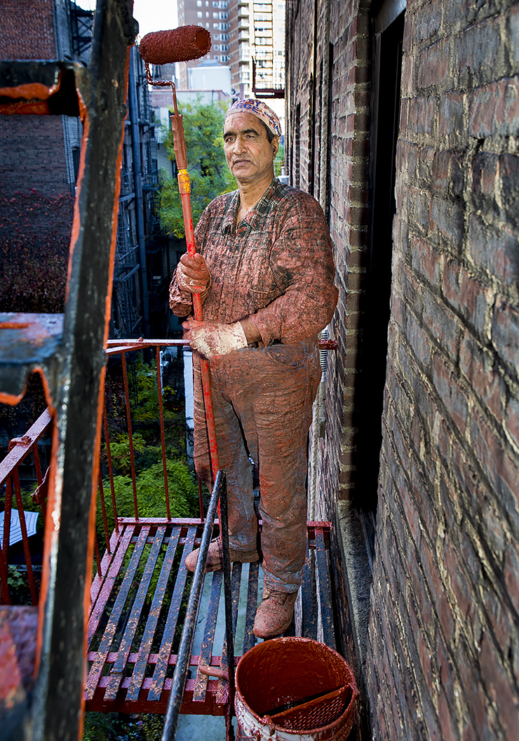 Fire Escape Painter. 28mm lens 1/50th sec at f6.3ISO 400
