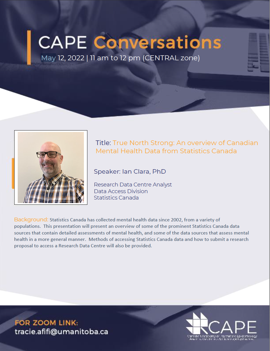 True North Strong: An Overview of Canadian Mental Health Data from Statistics Canada. 