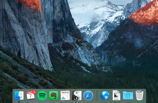 My Macbook Pro desktop, with workflow design in the dock.
