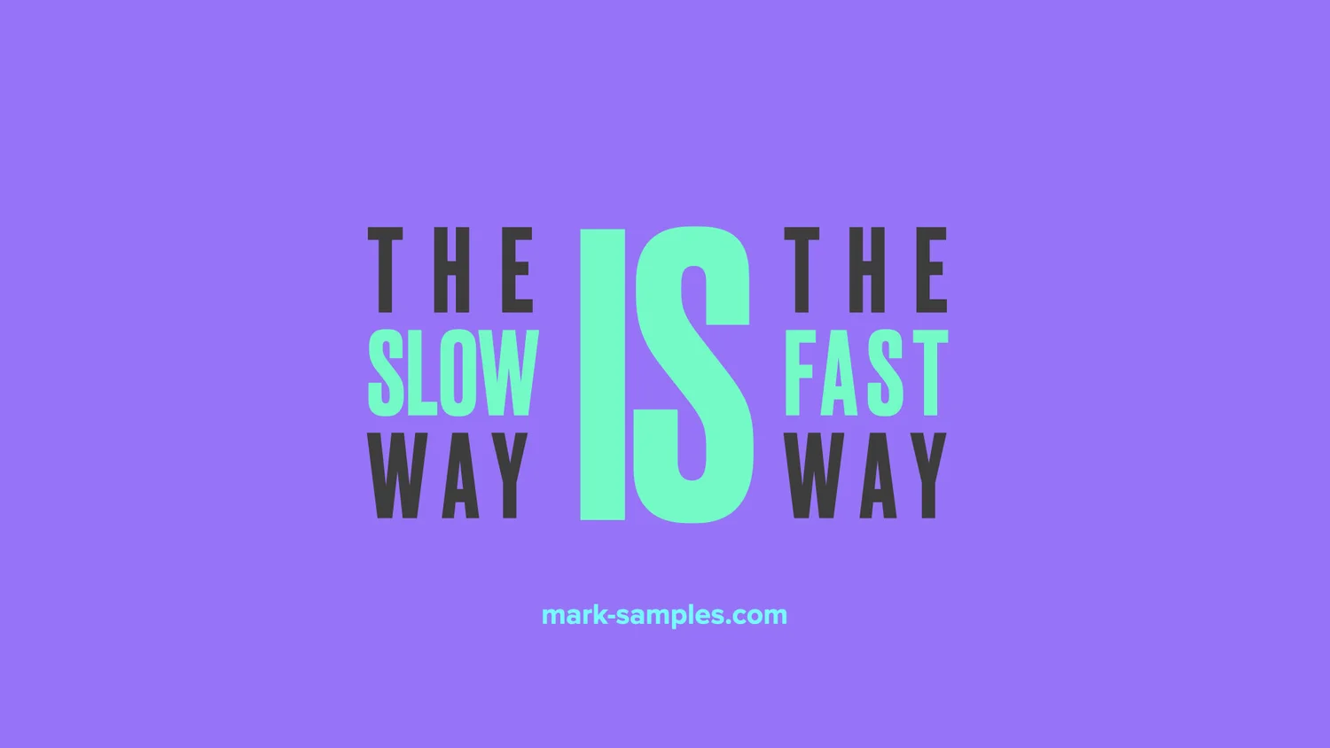 Fast Way Comments The Slow Way Is the Fast Way — Mark C. Samples