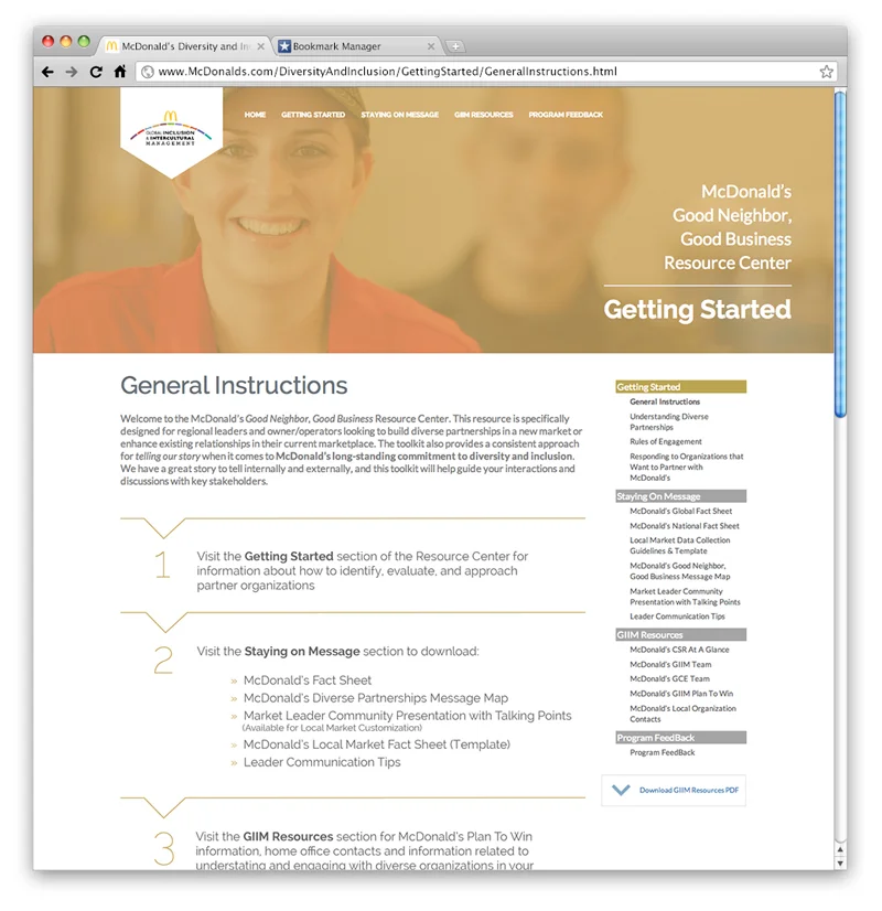 General Instructions Webpage