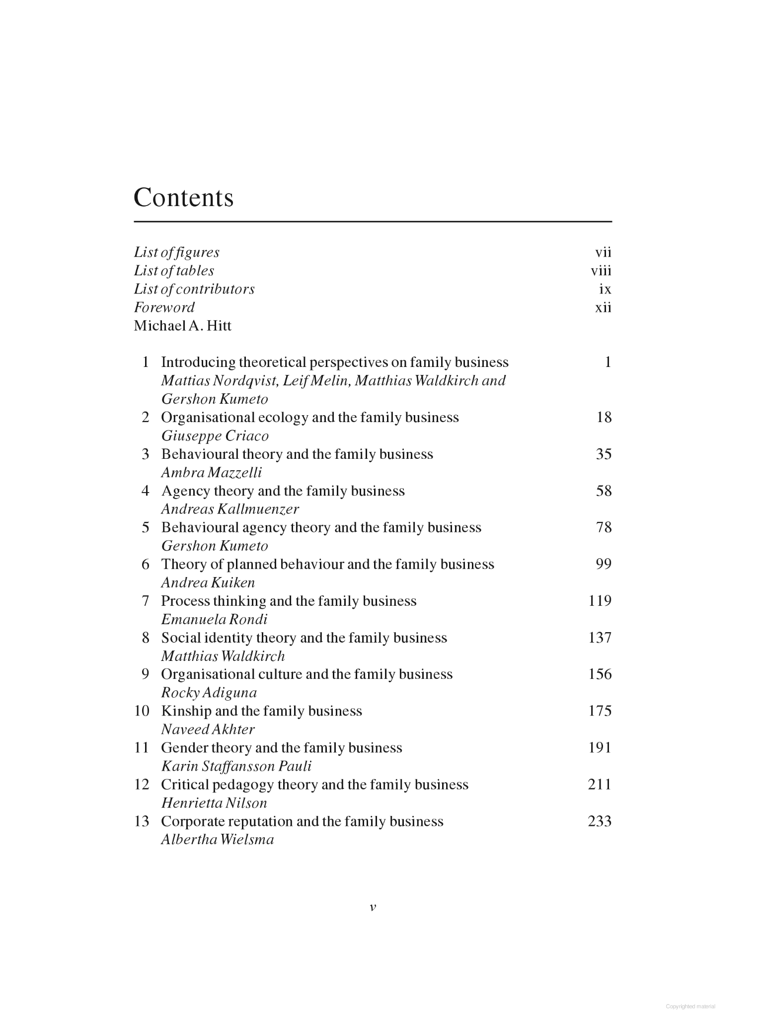 Table of contents