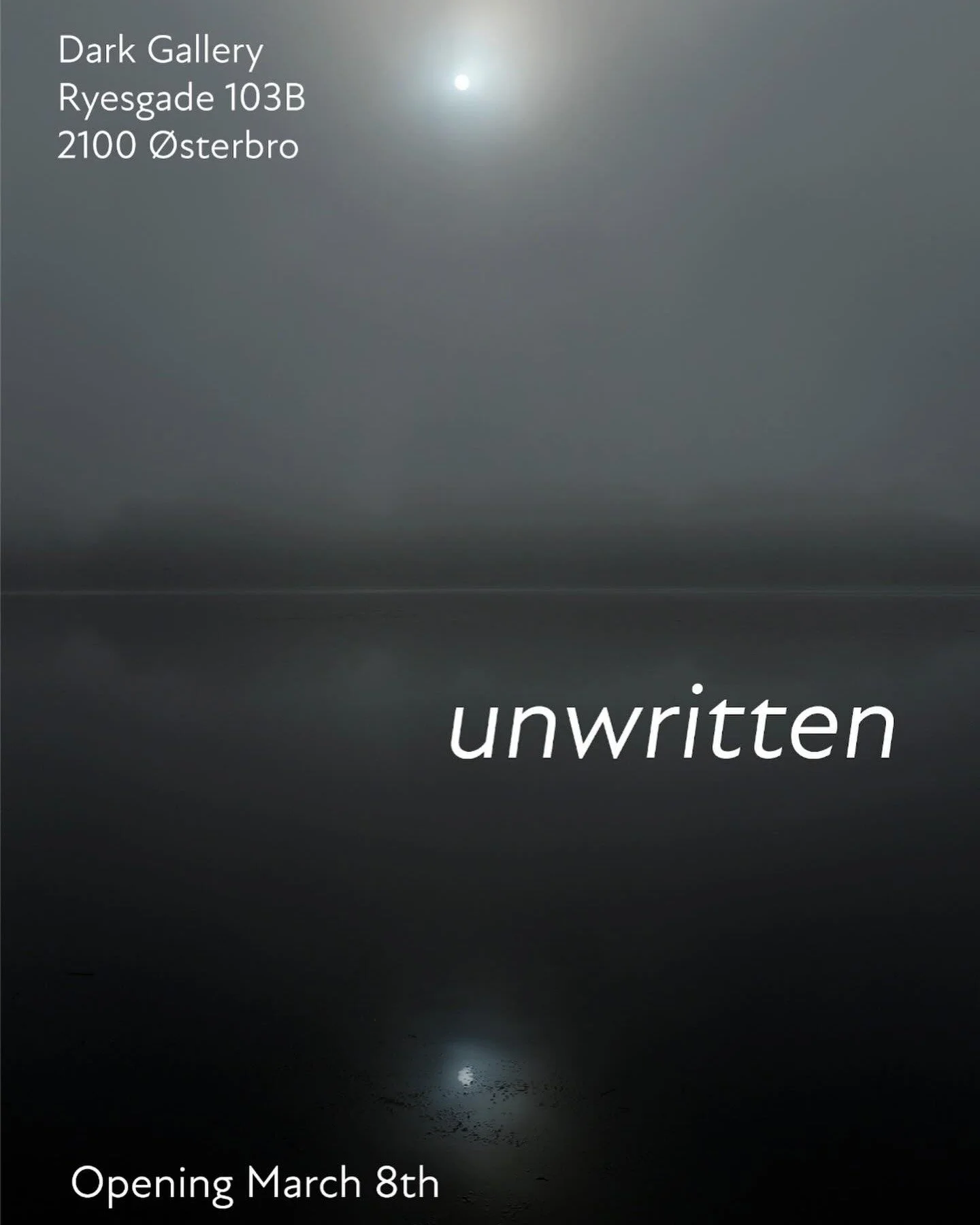 The &lsquo;Unwritten&rsquo; exhibit opens on March 8th at @dark_gallery_cph and YOU are invited. Doors open at 1 pm. 

The exhibit is featuring 5 nordic photographers @siouziea @ada_ada_ada_art @dagnyhay @annalindbergfoto and yours truly. 

The exhib