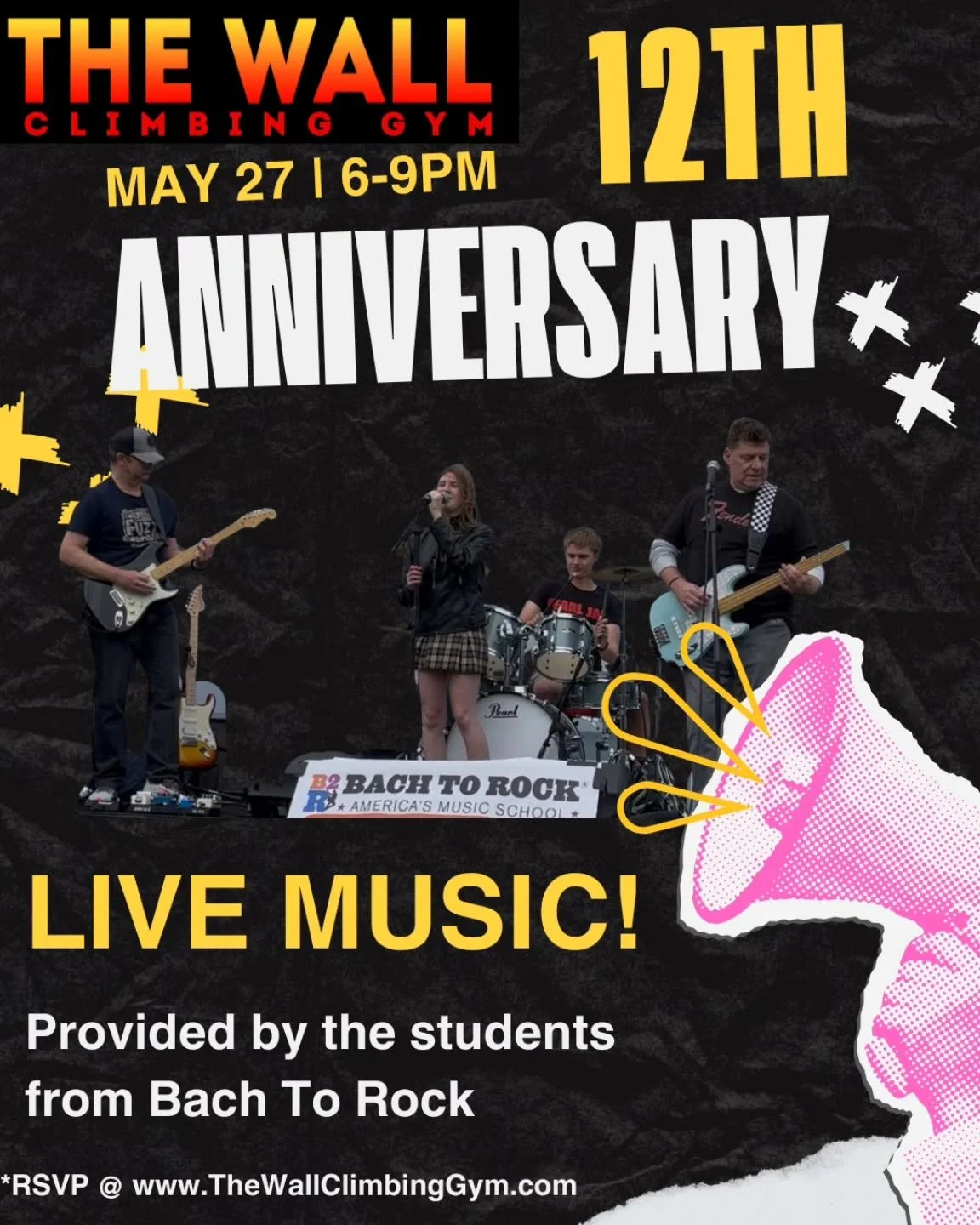 That's right our 12th Anniversary Party is now ROCKIN' with live music! Our friends @b2r_carlsbad_ca will be supplying the good vibes and high octane all night. Mini-comps &amp; climbing challenges are going to be super fun and ridiculous, and the 3 