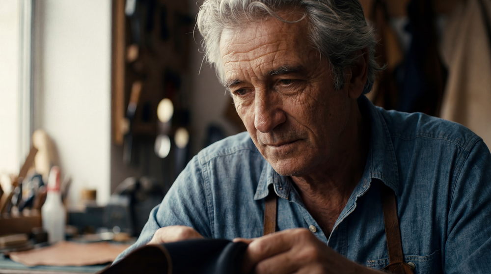 A craftsman working in a saddle workshop