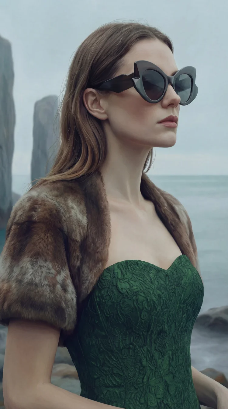 Fashion portrait with green styling