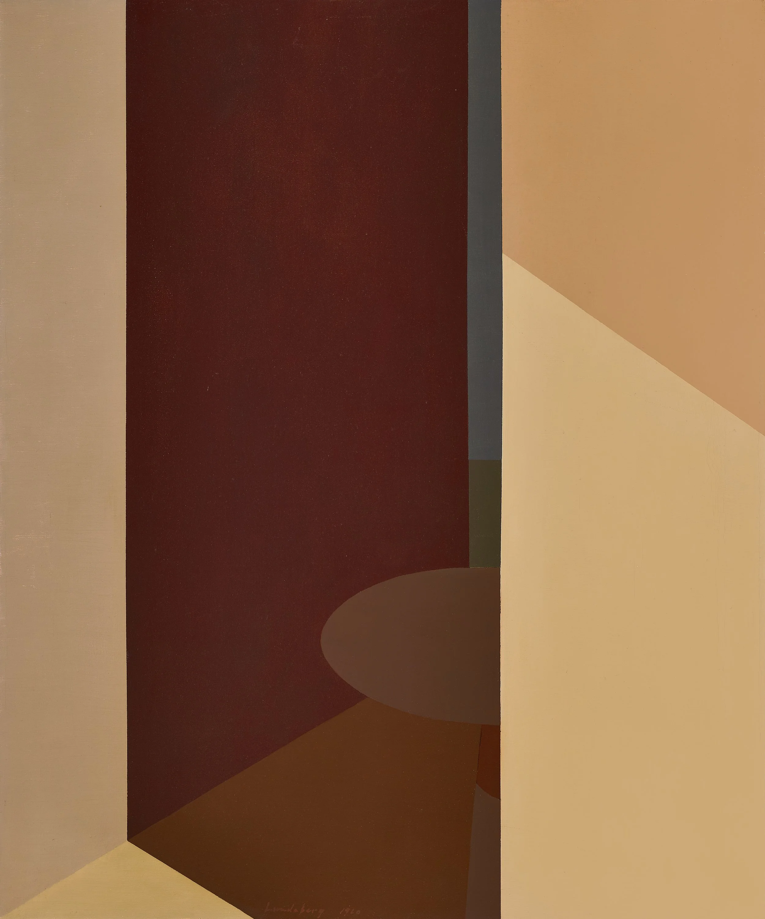 Helen Lundeberg (1908-1999) Interior with Table , 1960 oil on canvas 36 x 30 inches; 91.4 x 76.2 centimeters