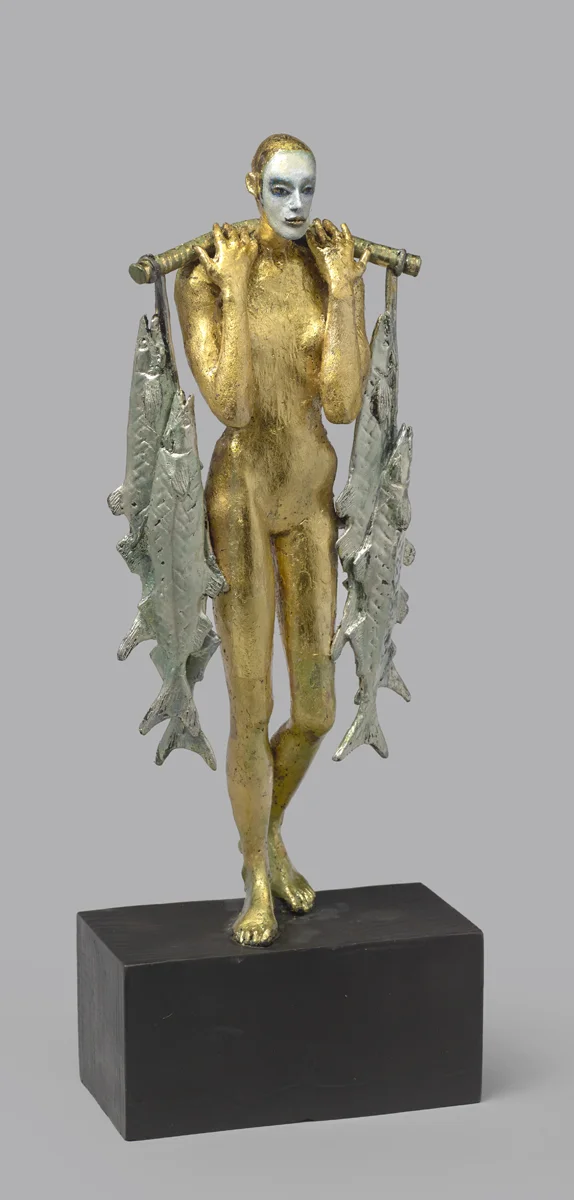 The Catch , 2019 gold leaf on bronze 18 x 7 x 3 1/2 inches; 45.7 x 17.8 x 8.9 centimeters