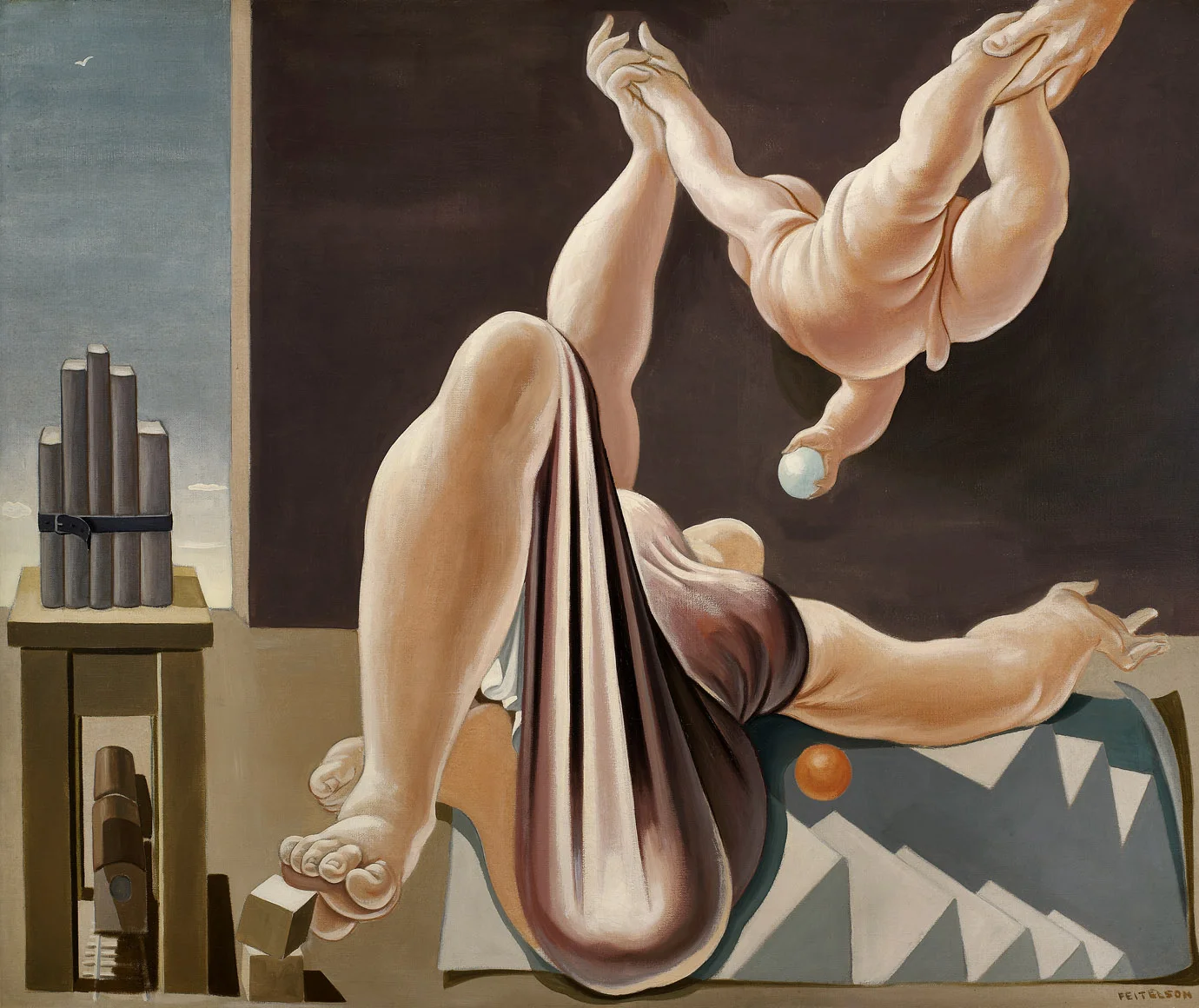 Lorser Feitelson (1898-1978) Flight over New York at Twilight , 1935-36 oil on canvas 54 x 64 inches; 137.2 x 162.6 centimeters