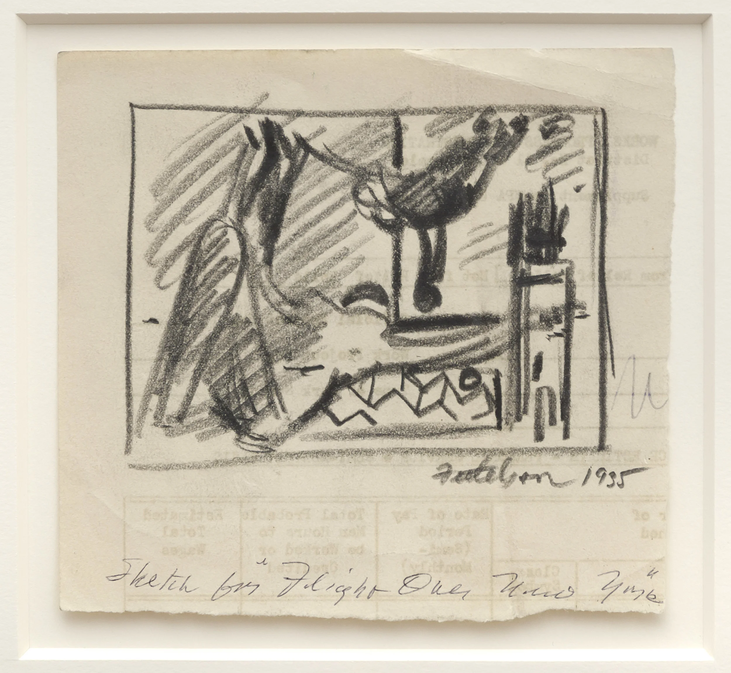 Lorser Feitelson (1898-1978) Study for Flight Over New York , 1935 graphite on paper 5 1/4 x 5 3/4 inches; 13.3 x 14.6 centimeters