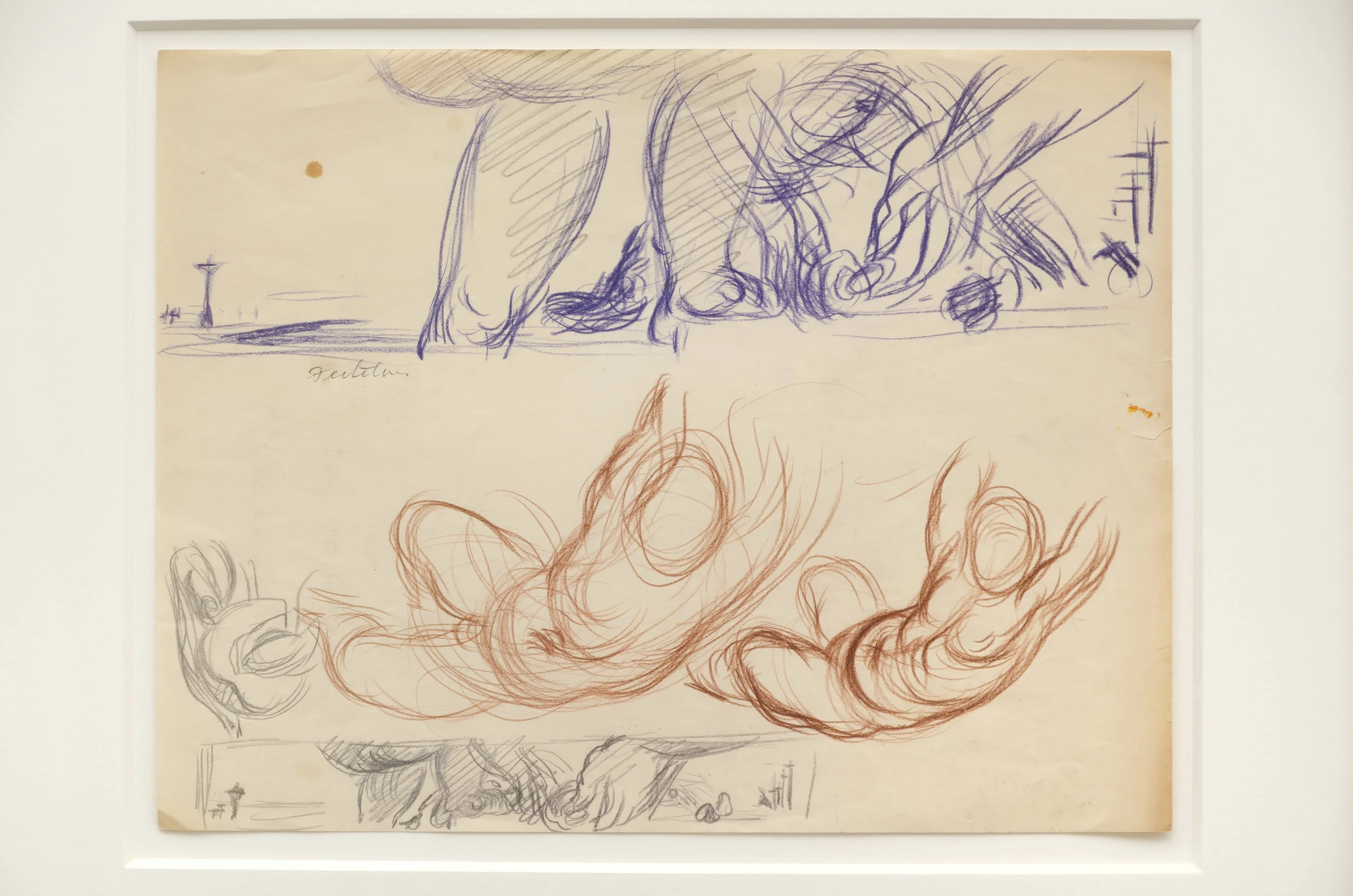 Lorser Feitelson (1898-1978) Study for Flight Over New York , c. 1935 colored pencil and graphite on paper 8 1/2 x 11 inches; 21.6 x 27.9 centimeters