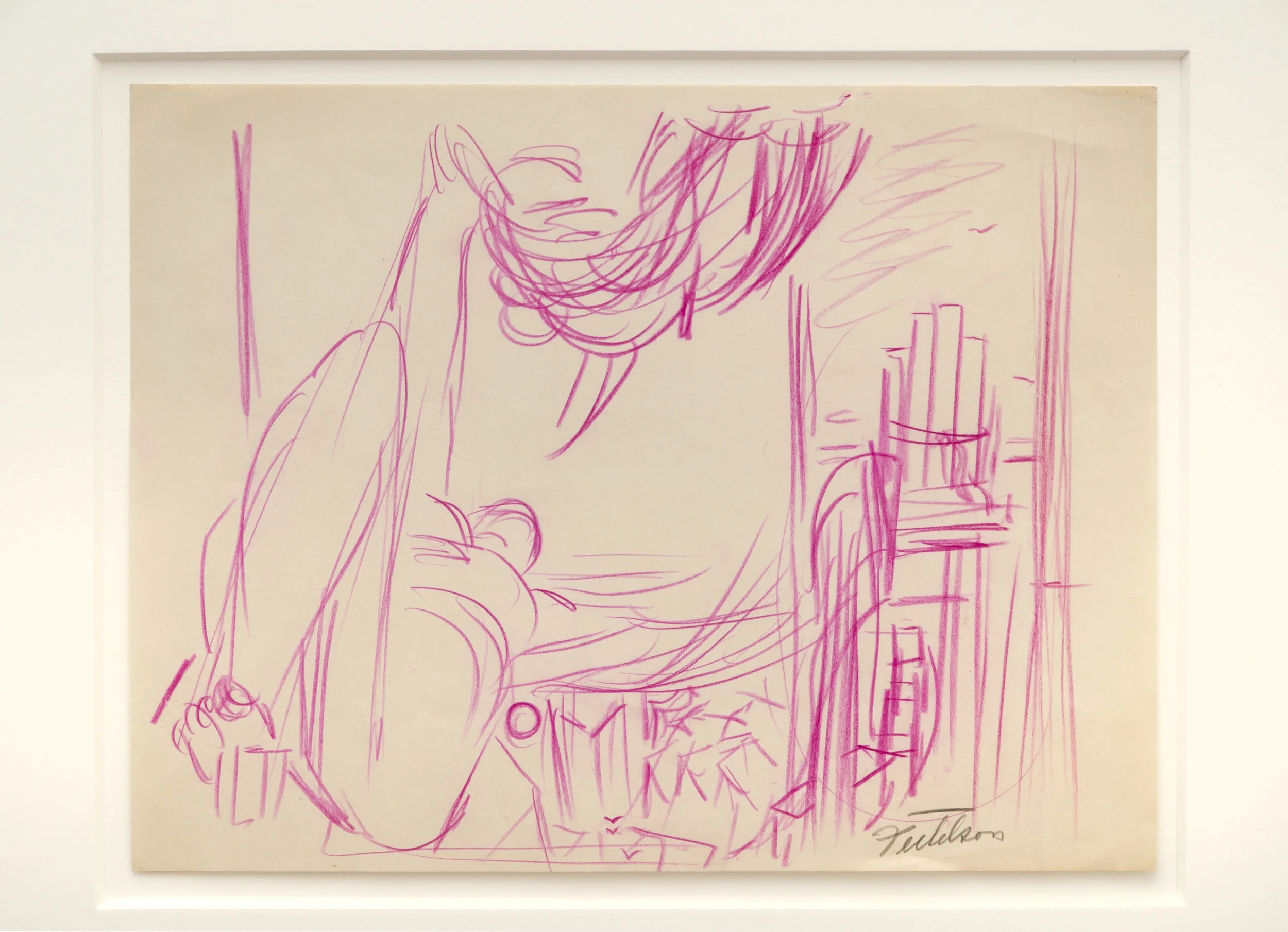 Lorser Feitelson (1898-1978) Study for Flight Over New York , c. 1935 colored pencil on paper 10 3/4 x 11 inches; 27.3 x 27.9 centimeters